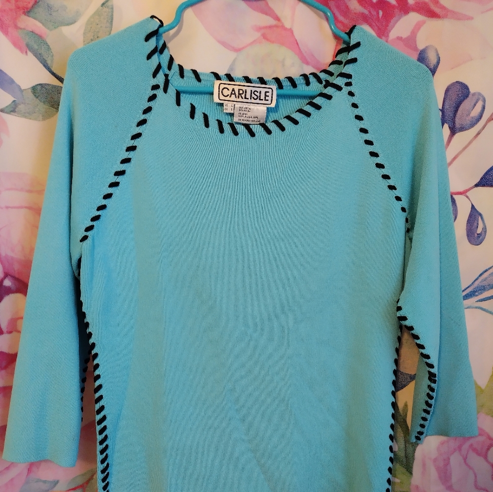 Blue 3/4 Sleeve Raglan Blouse